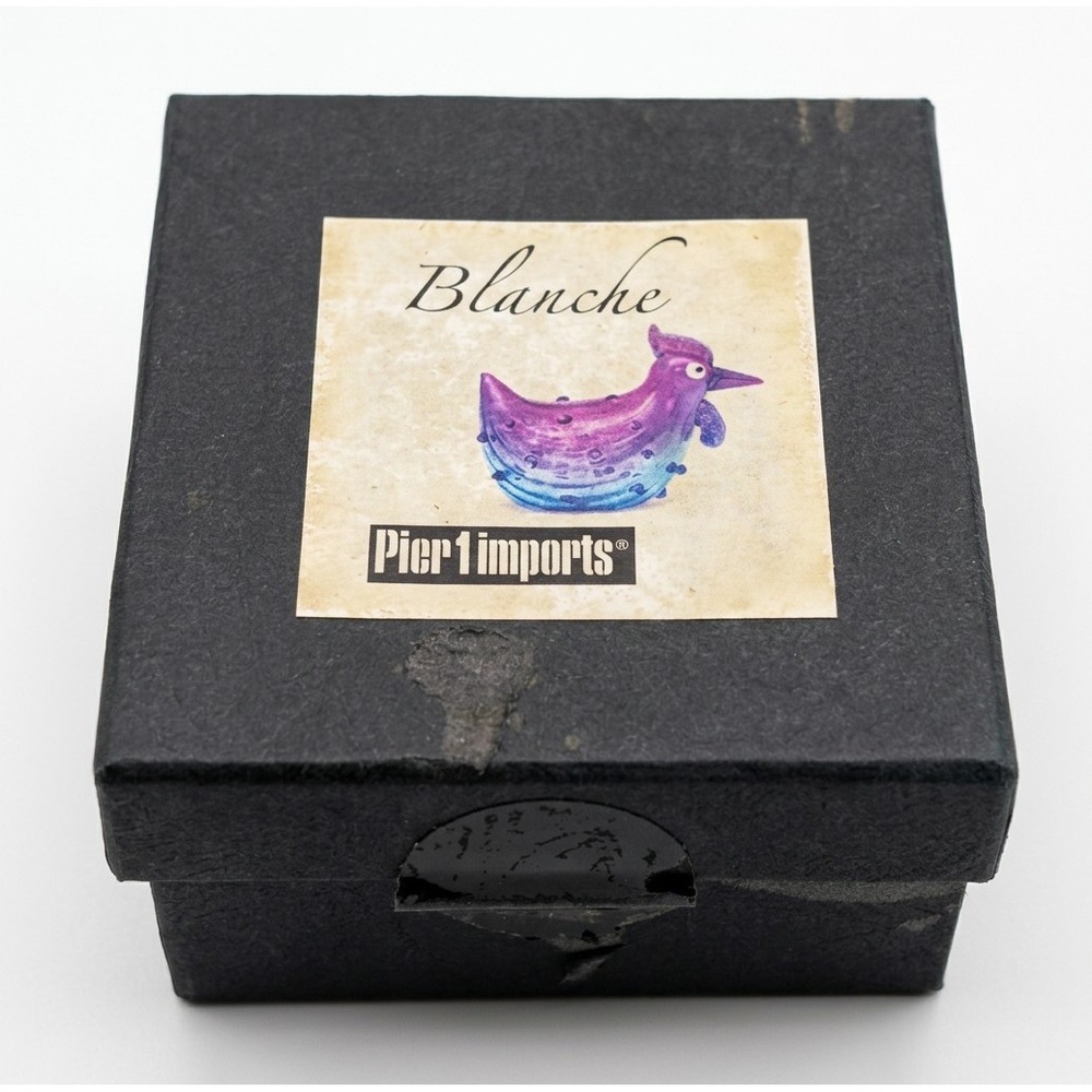 Pier 1 Imports Blanche the Bumpy Chicken, Purple / Blue Glass, 2.5" x 2.25" - Picture 9 of 11